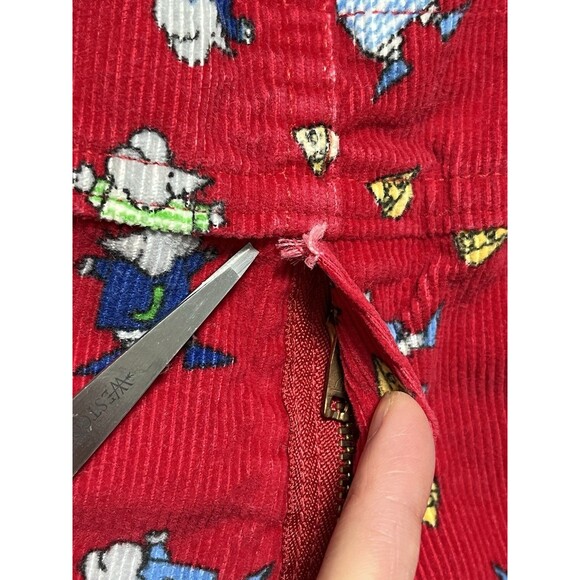 VTG 90s Cute Cumber Toddler 4T Red Corduroy Overalls Mice Cheese Print‎ Playwear - Picture 7 of 16